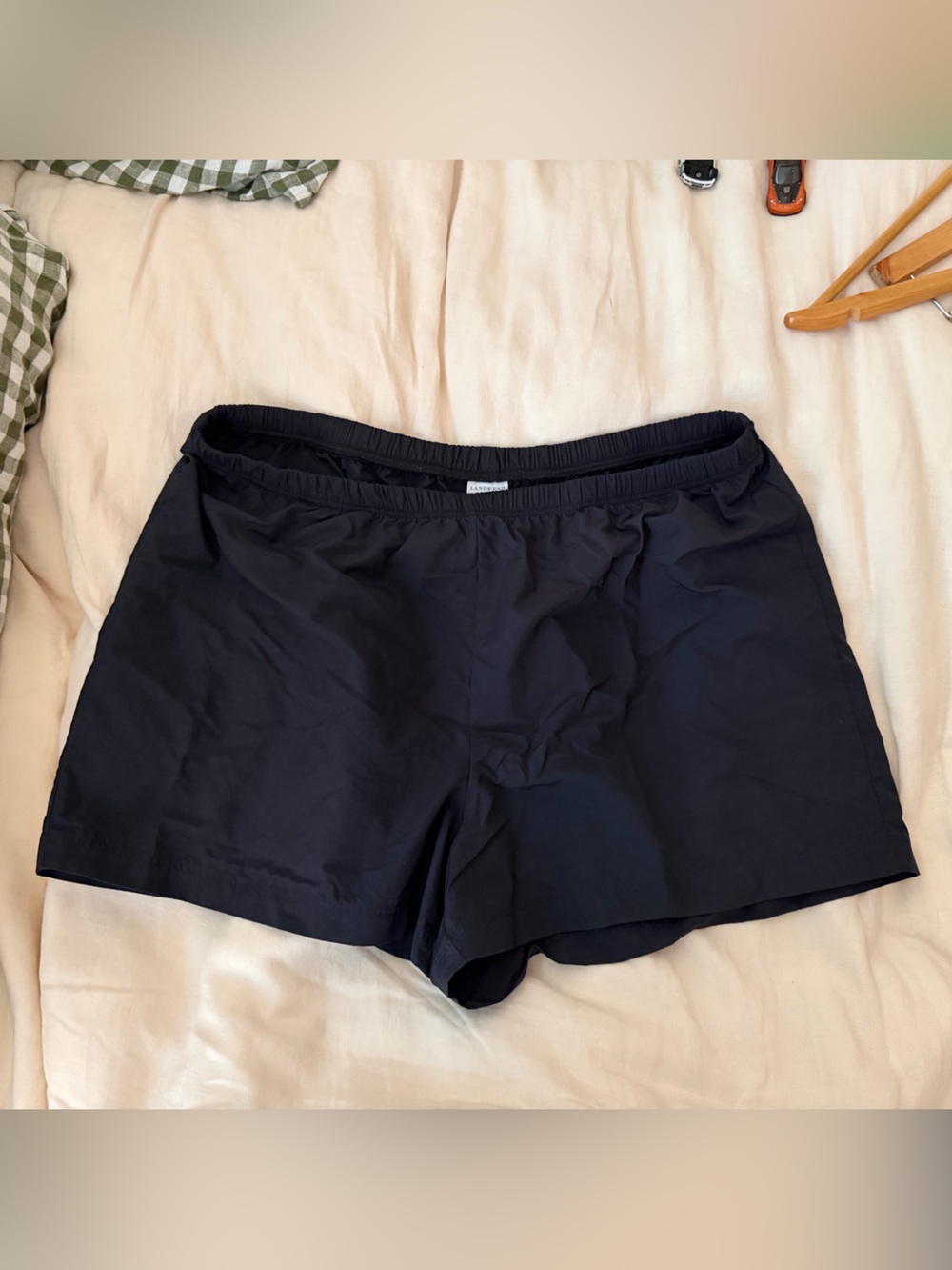 Lands' End Black Elastic-Waist Shorts